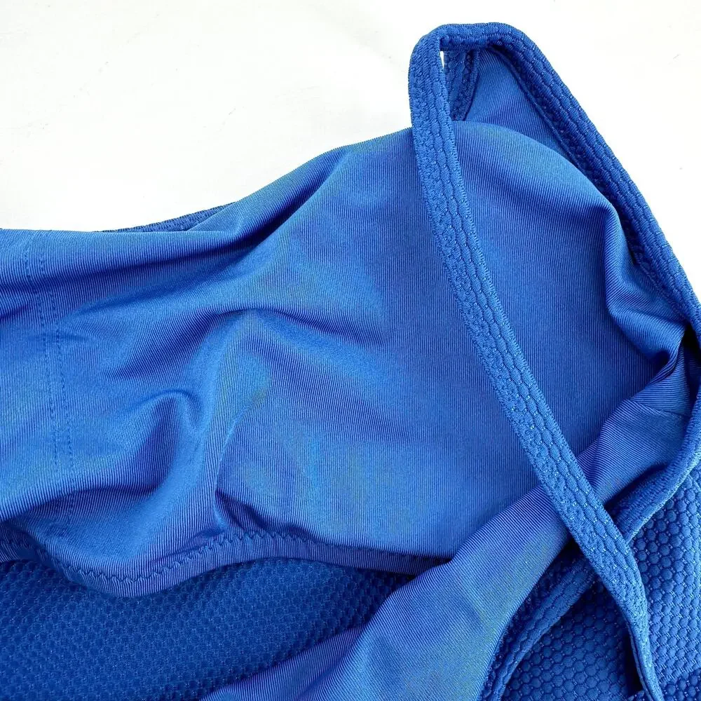 Aerie Textured Bikini Top Padded Scoop Adjustable Strap Baja Blue Medium NWT